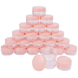 Empty Cream Jars, 10 ml Lip Balm Containers, Small Tins with Plastic Lids, Mini Tins Travel Set, Cosmetic Empty for Cream, Lotion, Masks, Cosmetics, Nail Art, Rhinestones, Pink, Pack of 24