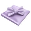 HISDERN Men's Bow Pocket Square Set Plain Pre-Tied Fly Handkerchief