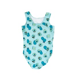 Destira Girls Avo-cat-o Gymnastic Leotard, Avocados and Cats on Seafoam Green Super Soft Fabric, Matching Scrunchie Included, Child Medium (8)