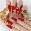 Coolnail Glossy Red Press on False Nails Medium Long Stiletto