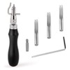 Leather Groover Tool(Black), 7 in 1 Pro Adjustable Stitching Groover