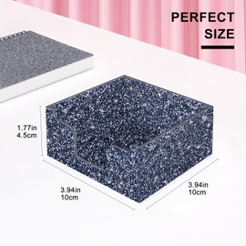 Rouidr Acrylic Sticky Note Holder, Self Stick Note Pad Holder, 3.94 x 3.94 Inch Glitter Memo Pad Dispenser Organizer for School Office Home Desk Supplies, Dark Gray