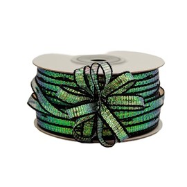 Lassos Boutique 1/4" X 50 Yards Iridescent Pull String Bows Christmas DIY Craft Gift Ribbon (Black)