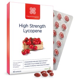 Healthspan Lycopene Men's Health 15mg (60 Capsules) | High Strength Formula for Men | 150mg Tomato Extract Providing 15mg Lycopene | with Zinc, Selenium & Vitamin E | Vegan