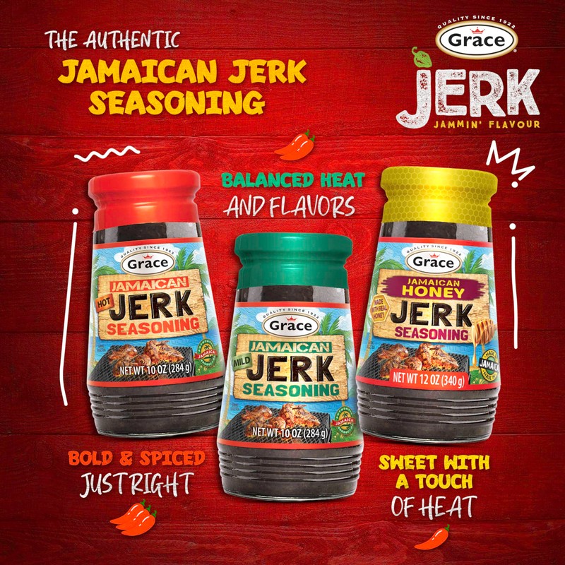 Grace Jamaican Hot & Mild Jerk Seasoning (Two 10 Oz