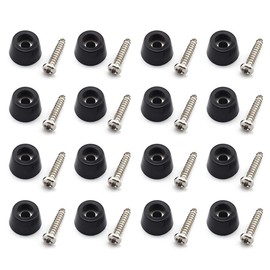 SDTC Tech 16-Pack Rubber Feet with Built in Stainless Steel Washer, Round Non-Slip Furniture Pads (15x12x8mm / D1xD2xH) with Screws for Cutting Board, Electronics, Amps, Cabinet, Chairs etc.