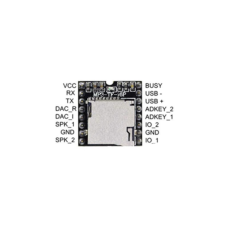 MV ELECTRONICA MODULO MP3 Micro SD para ARDUINO SOPORTA MP3/WMA/WAV