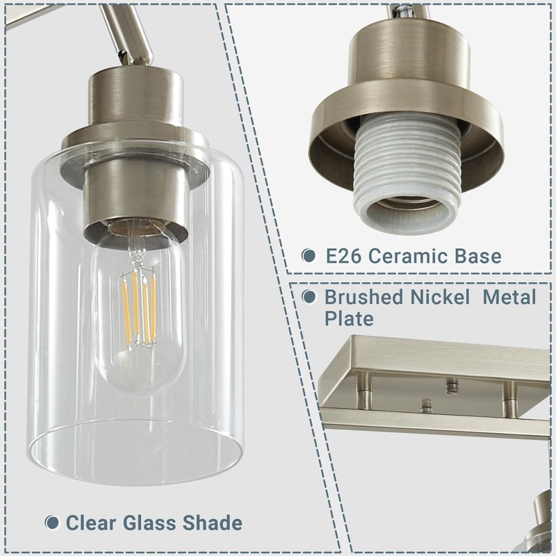 LOUSACE 2 Light Brushed Nickel Bathroom Vanity Track Light Fixtures