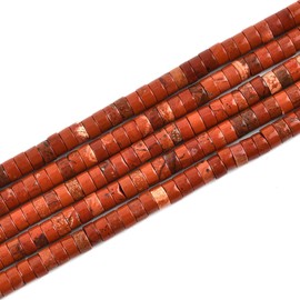 155pcs 4x2mm Natural Red Jasper Heishi Disc Rondelle Spacer Stone Semi Precious Gemstone Loose Beads for Jewelry Making 15" A