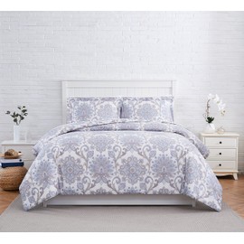 SouthShore FINE LIVING Serenity Collection, 300 Thread-Count, Premium Quality Single-Ply, Long Staple Cotton Sateen Duvet Cover Set, Full / Queen, Aqua