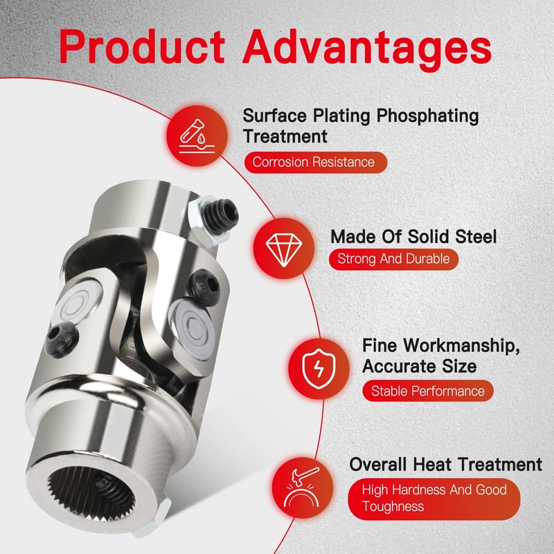 cciyu Chrome Steering joints 13/16-36 Spline X 3/4" DD U-Joint