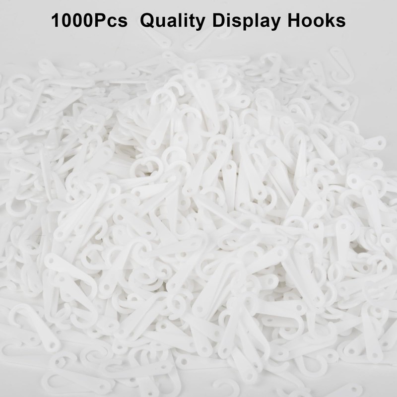 Homakover 1000 Pieces Plastic J-Hooks for Socks Retail Display Hanger,