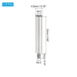 PATIKIL 10 Pcs M2.5x25+4mm Stainless Steel Standoff Extension Posts Screws,Metric Male Female Thread Adapters Spacer for PCB,Quadcopter Drone,Computer & Circuit Board Assortment Kit
