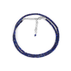 InfinityGemsArt Lapis Lazuli Dainty Choker Necklace For Her Birthstone Jewelry Chakra Healing Energy Crystals 925 Sterling Silver 18 inch Chain Birthday Christmas Day Gifts For Women
