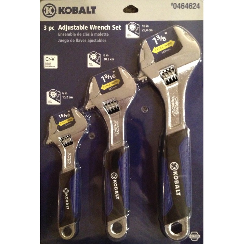 Kobalt 3-piece Adjustable Wrench Set