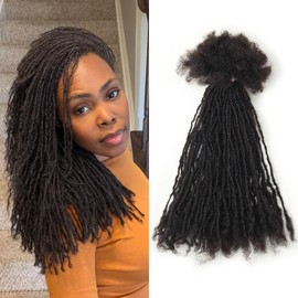 Siphis Micro Locs Extesnions Human Hair 0.2cm Thickness Sisterlocks Extensions Curly Tips, Full Handmade Interlocking Dreadlock Extensions Natural Looking Soft Locs (1B#, 12 Inch 30 Strands)
