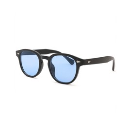 Pro Acme Vintage Retro Round Sunglasses for Women Men Trendy Tinted Colored UV400 Sun Glasses 55MM（black/blue lens）