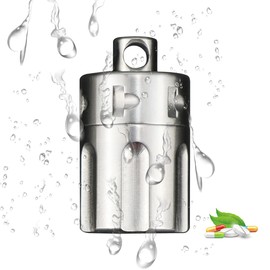 Titanium Pill Container Micro, Outdoor EDC Pill Bottle, Waterproof Pill Container Keychain Necklace Survival Pill Capsule, Mini Pill Holder for Travel Daily Pocket & Purse,Inner Diameter 8mm