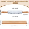Gymdin 18.9-inch Marble Rolling Pin with Wooden Handles & Base