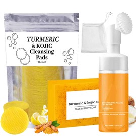HABOHUSE Turmeric Wash And Care 3 Piece Set, Turmeric Trio: Facial Wash, Cleansing Mousse, & Soap, Jabon de Curcuma, Deep Cleansing Exfoliating Moisturizing Skin Care Set for Face & Body (3Sets, 3)