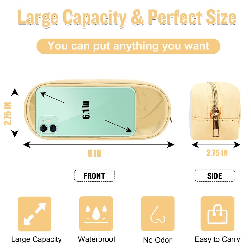 izuzta - Bolso pequeño de nailon con cierre para maquillaje,