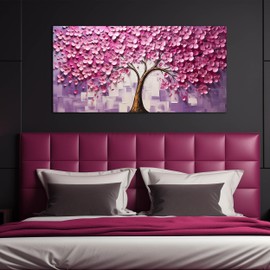 TYTAUPT Tree Pictures Wall Decor for Bedroom Women,Pink Wall Art for Living Room Tree of Life Wall Decor 24 x 48 Inch