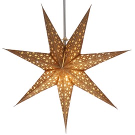 GURU SHOP Foldable Advent Luminous Paper Star, Christmas Star 60 cm - Milenka Gold, Paper Stars 60 cm