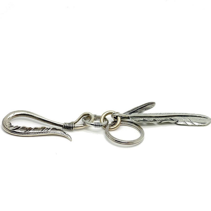[Silver One] 2 Feather Native Series Keychain Men's Ma [Antique