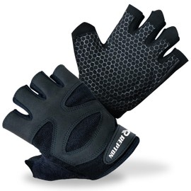Repton Fitness Gears Gym Gloves with Wrist Strap, Weight Lifting Gloves Breathable Mesh Back & Antislip Padding on Palms (Black Without Wrap, XS)