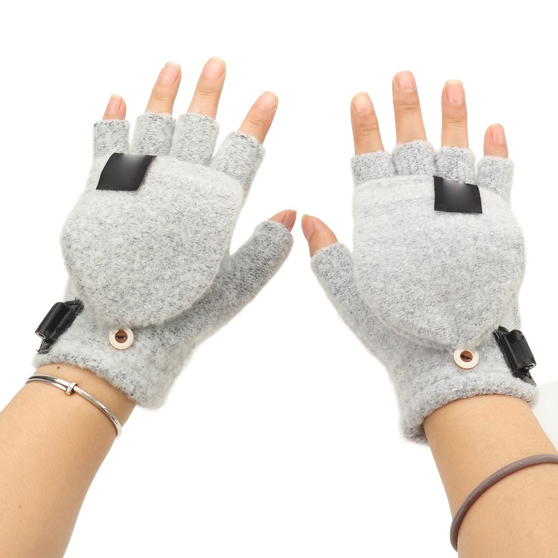 1Pair USB Heated Gloves Adjustable Temperature Electric Heated Gloves for