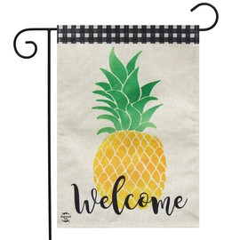 Welcome Pineapple Everyday Burlap Garden Flag 12.5" x 18" Summer Fruit Briarwood Lane