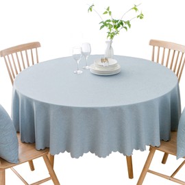 Round Waterproof Tablecloth Spill-Proof and Stain Resistant Table Cloth Wrinkle Free Washable Decorative Fabric Table Cover for Kitchen, Dining, Parties, Buffet, Wedding(48 inch, Light Blue)