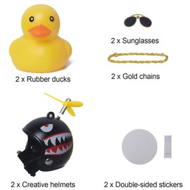 Pack of 2 Yellow Duck Car Dashboard Decorations, Rubber Duck Car Ornaments, Car Rubber Duck Toy with Propeller Helmet, for Men, Women, Children, Boys, Girls