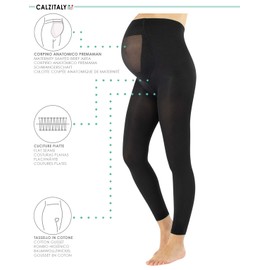 MATERNITY FOOTLESS TIGHTS | PREGNANCY LEGGINGS | 100 DEN | BLACK | ITALIAN HOSIERY | (L)