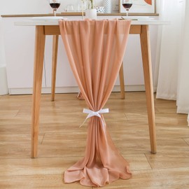 CHUQING Table Runner Rose Gold Chiffon 70 cm x 3 m Chic Table Decoration Wedding Table Runner