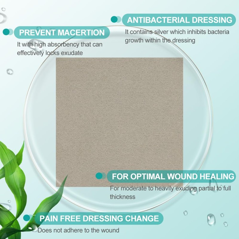 Dimora Upgrade Silver Calcium Alginate Wound Dressing -Antibacterial Non Stick