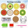 8 Pcs Diamond Paintings Fruit Coasters with Holder for Adults