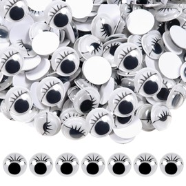 TOAOB 210pcs Black Wiggle Googly Eyes Self Adhesive with Eyelashes Round 12mm Plastic Sticker Eyes for DIY Crafts Scrapbooking Decoration