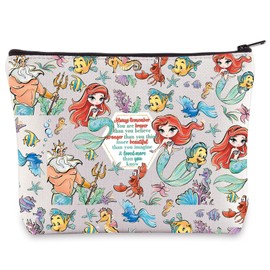 WZMPA - Bolsa de cosméticos de sirena Ariel para regalo de princesa de sirena, eres más valiente y hermoso que sabes Ariel, Sirena Ariel, Bolsa de cosméticos