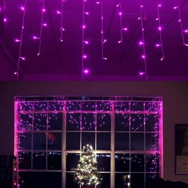 Lainin 3.5M/11ft 96 LED Linkable Fairy Curtain String Light with 8 Modes Control for Indoor/Outdoor/Patio/Wedding/Christmas Party 4th of July Decor(Purple)