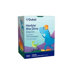 Stat Strip - Vendaje calcomanía de plástico para niños (Herbie The Dinosaur), estéril .75 x 3 100 por caja