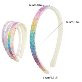 enop 4PCS Glitter Sparkly Girls Headbands Cute Non-Slip Toddler Hairbands Sparkle Rainbow Headband Kids Sequins Hair Bands with Teeth Glitter Hair Styling Accessories for Little Girls