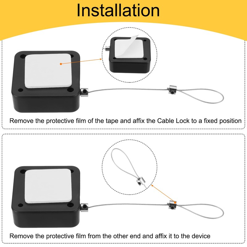 sourcing map 3.3 ft Retractable Cable Lock with Latch Remote