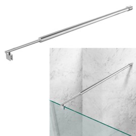Shower Door Wall-to-Glass Support Bar, Adjustable Length 27 3/5"-47 1/5"(700mm-1200mm), Fix 5/16"(8mm) to 3/8"(10mm) Thick Glass Panel, Brushed Silver