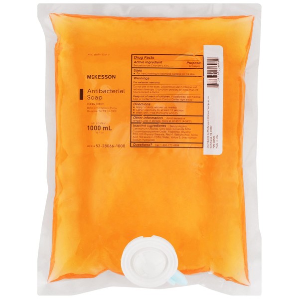 McKesson Antibacterial Soap Refill Bag, Clean Scent, 1000 mL, 10 Count
