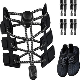 4 Pares de Agujetas Elásticos de goma con Sistema de Cierre Rápido,Cordones de Tenis Reflectantes sin Cordones,Longitud Ajustable, Unisex，Apto para Adultos,Niños,Zapatos de Cuero,Calzado Deportivo