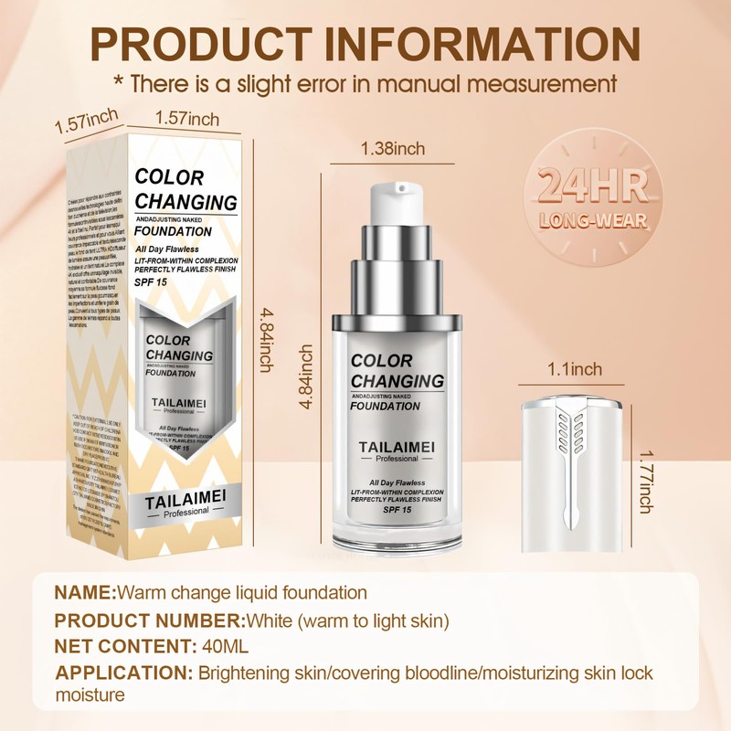 Allony Foundation Colour Changing, 40 ml Colour Changing Foundation, Colour-Changing