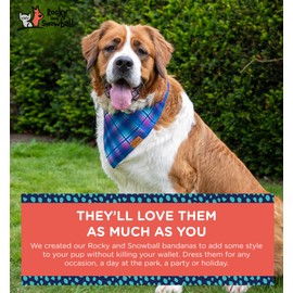Rocky and Snowball Dog Bandanas, Pet Bandanas for Dogs - Puppy Bandana, Reversible Scarf, Soft & Breathable, Dog Scarf for Medium & Large Dogs - Plaid/Tartan, Small