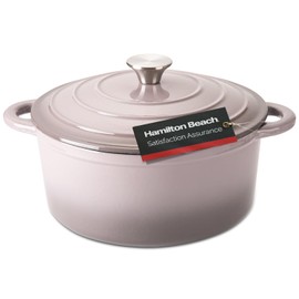 Hamilton Beach 5.5-Quart Enameled Cast Iron Dutch Oven with Lid | Heavy-Duty Pot for Braising, Roasting & Baking | Gray