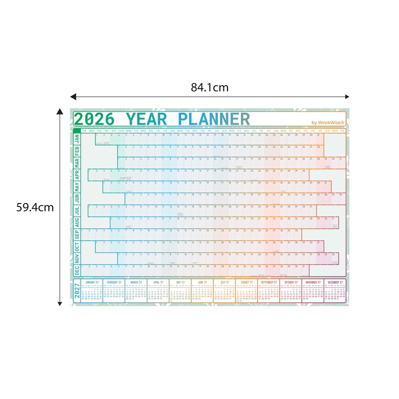 2026 Year Wall Planner - A1 Size (84.1cm x 59.4cm)
